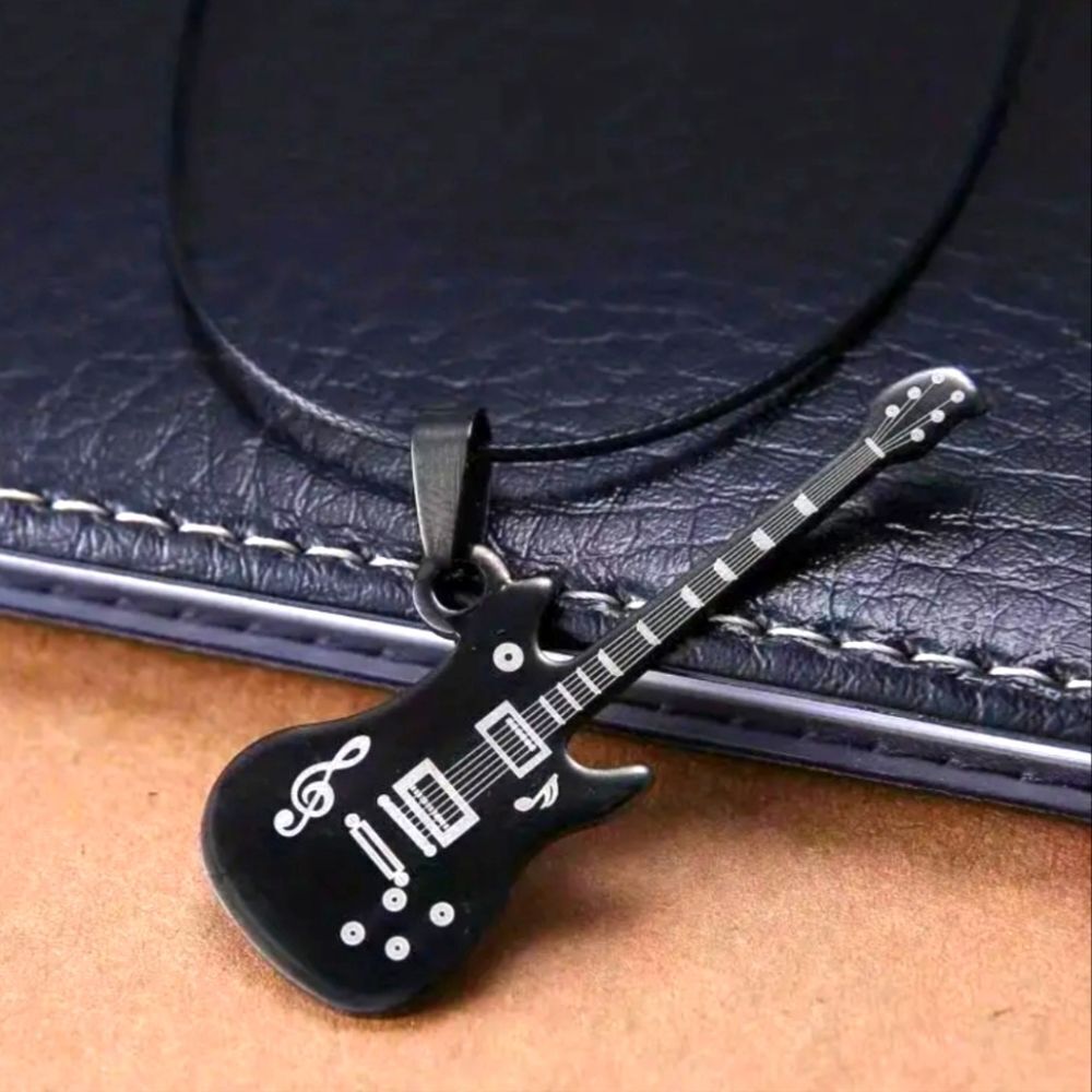 Black Retro Unisex Guitar Necklace